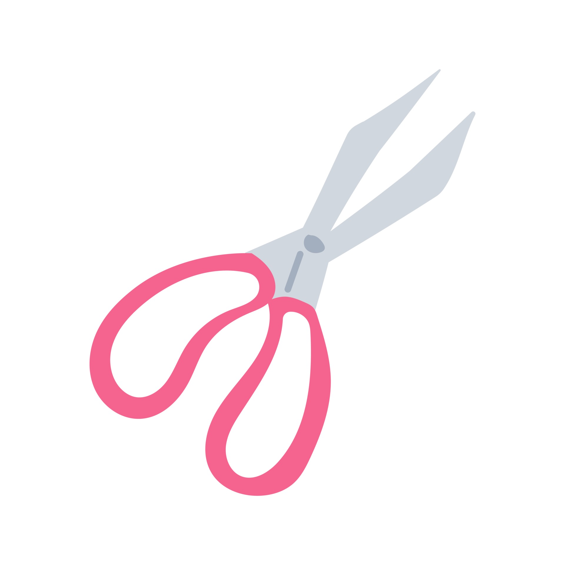 Pink scissors on a white background, vector illustration in a flat