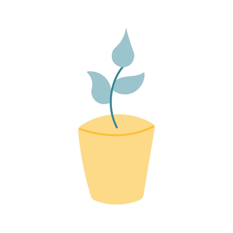 Plant in a yellow pot, simple vector illustration in a flat style on a white background, icon