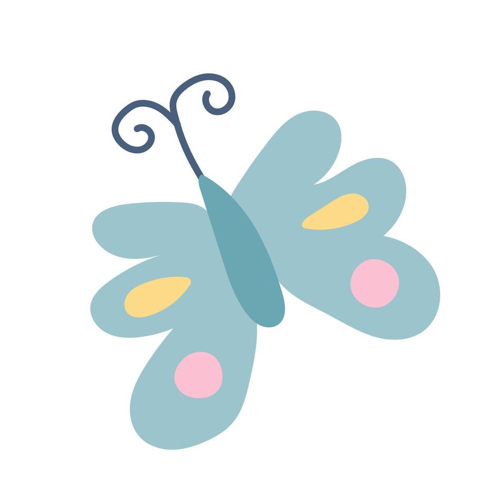 Colorful butterfly on a white background. Vector illustration in flat style, icon, simple design element