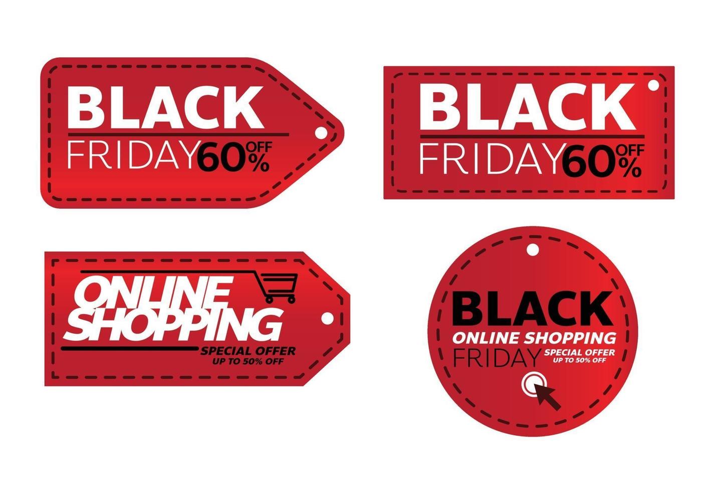 black friday onlineshop promotion tag design for marketing sale vector