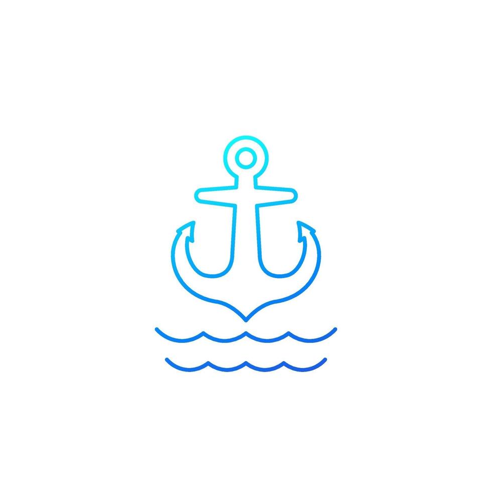 anchor, line icon on white vector