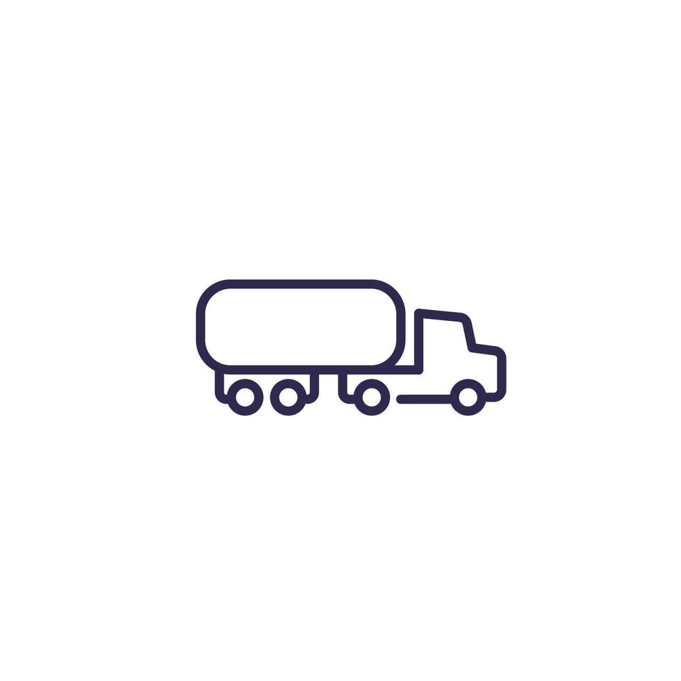 Fuel tanker truck icon, line vector