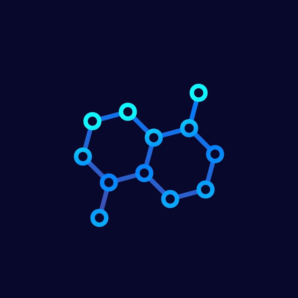 grafeno, icono de vector de estructura de molécula de carbono