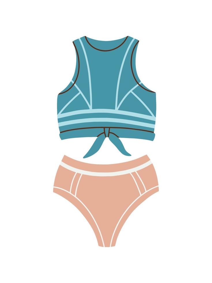 Female sports swimsuit-two-piece. Modern swimsuit vector