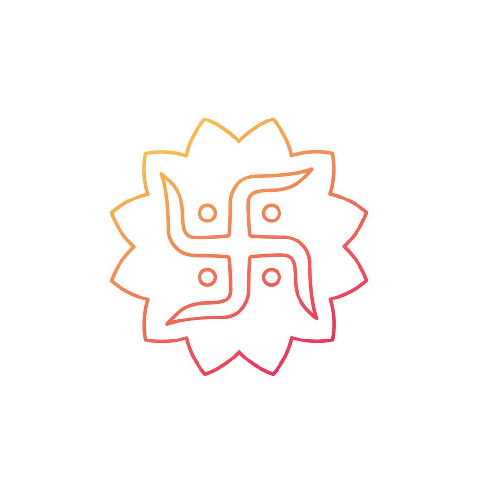 hindu swastika symbol, line vector