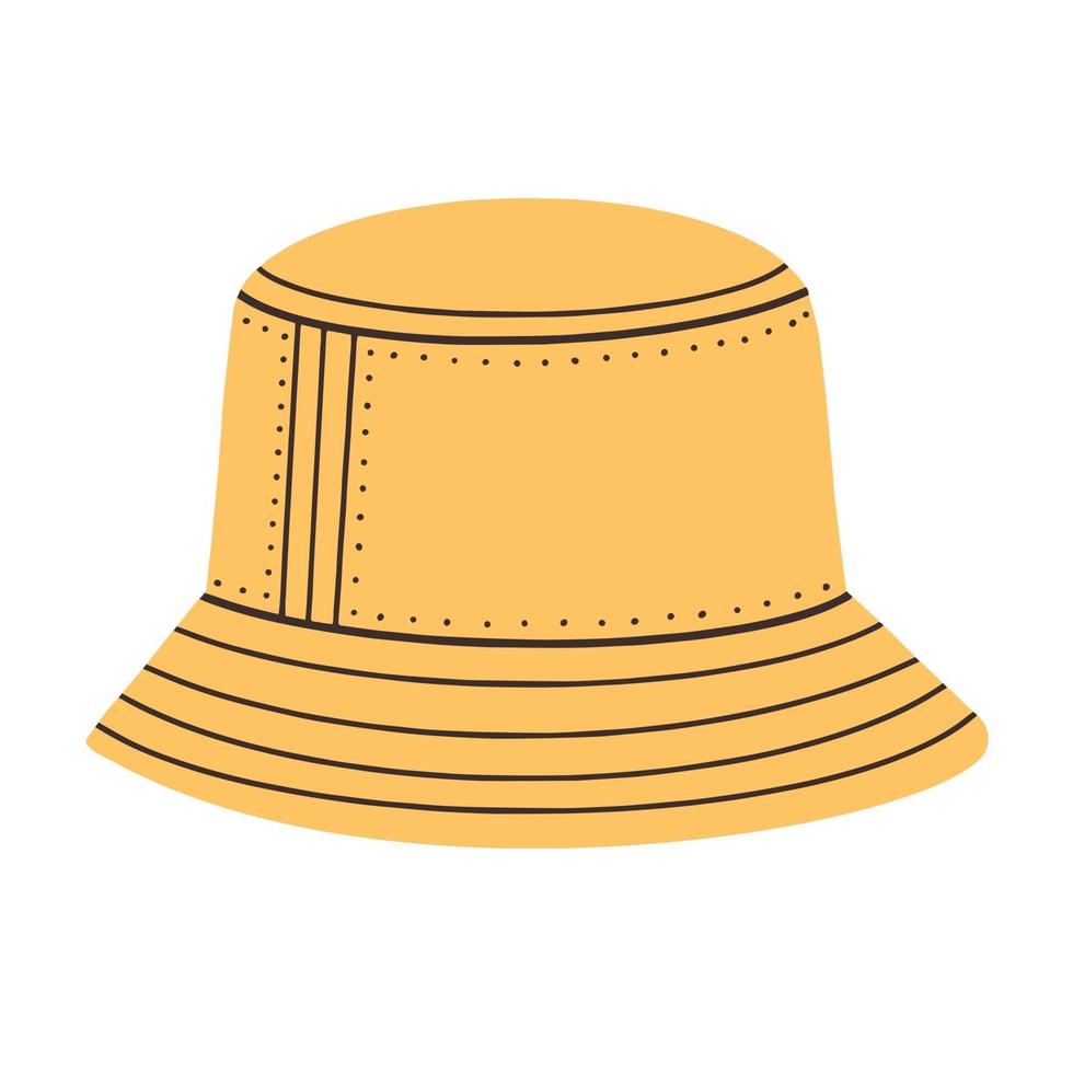 Panama hat. Youth panama hat with a drawstring. Summer headdress. Vector flat illustration