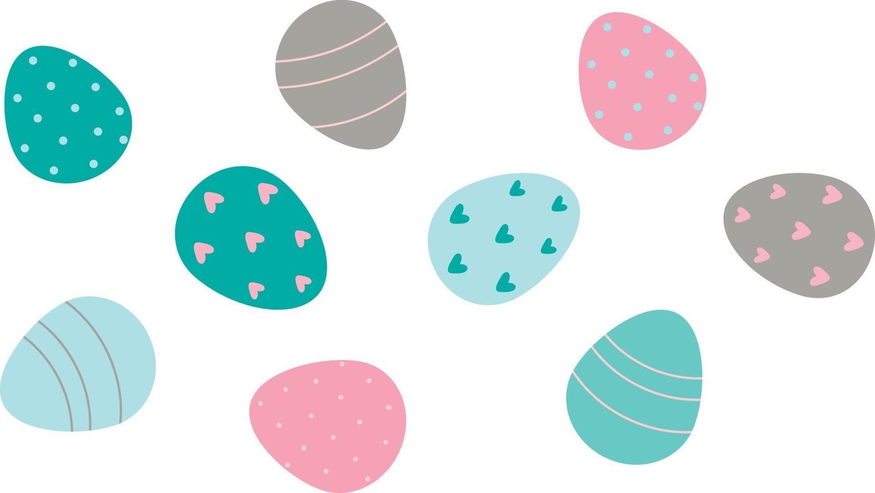 huevos de pascua decorados aislados sobre fondo blanco. vector ilustración plana