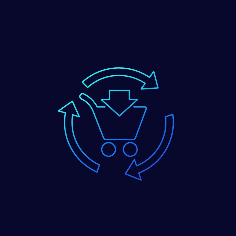 order processing, e-commerce linear icon vector