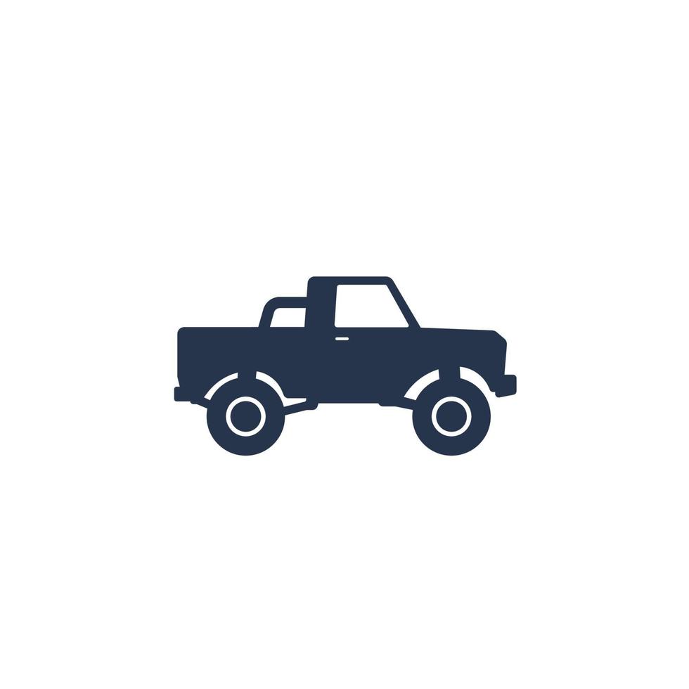 icono de camioneta pickup en blanco vector