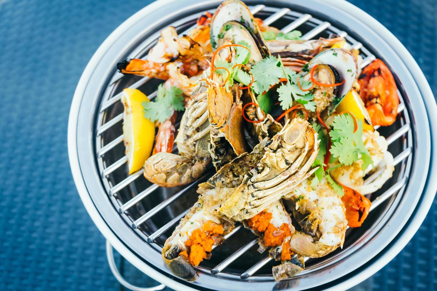 Mixed grilled seafood photo