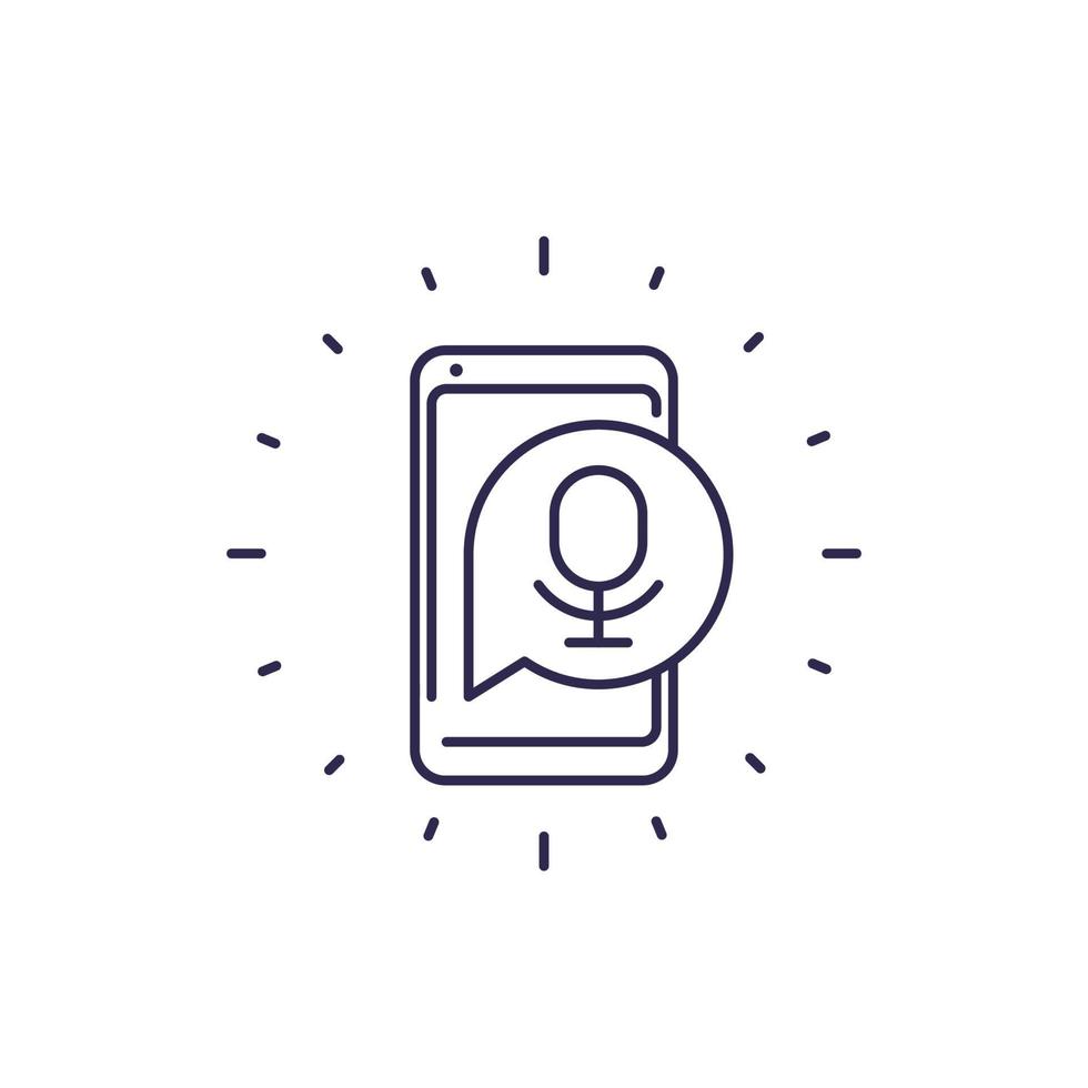 speech recognition app, line icon vector