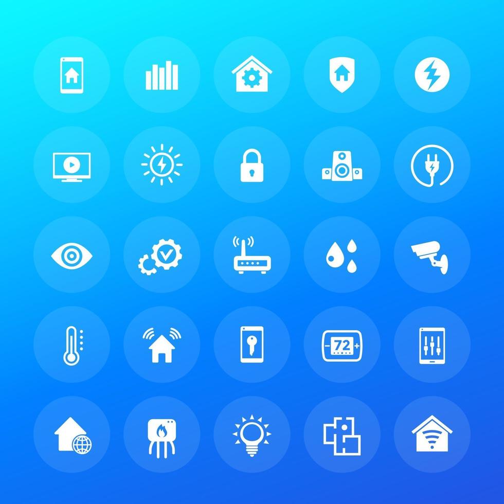 Smart home, house automation system icons, vector set