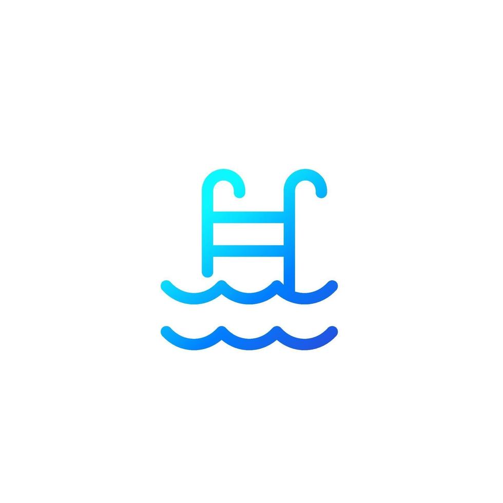 swimming pool icon, line vector