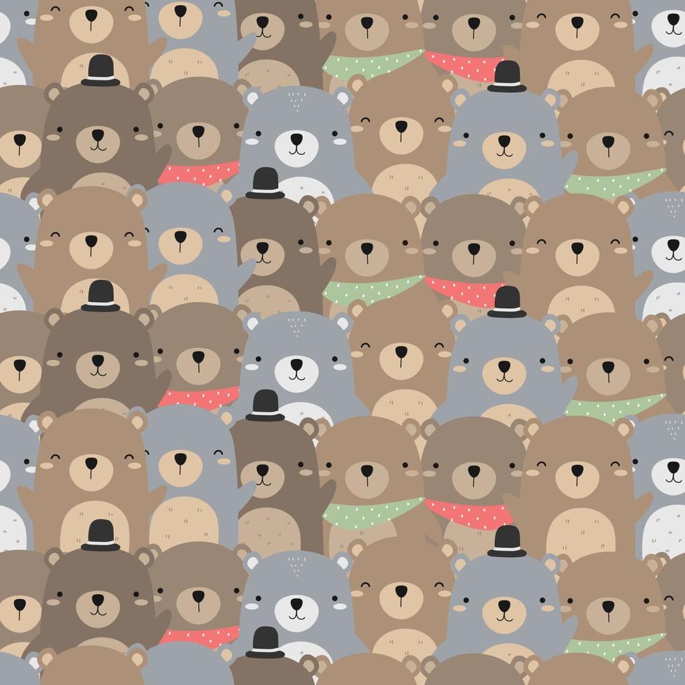 Cute teddy bear cartoon seamless pattern vector