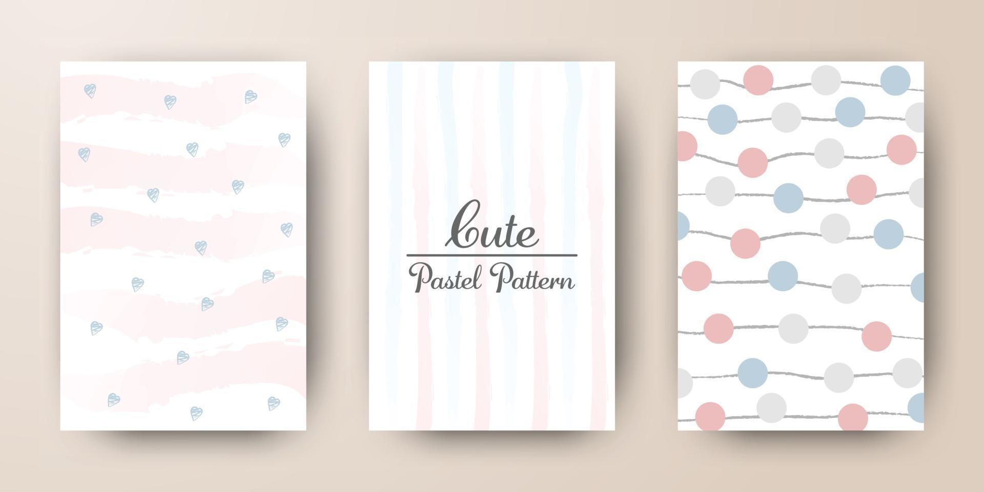 Cute pastel watercolor pattern card template vector