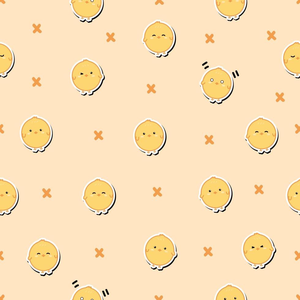 Cute little chicken cartoon doodle seamless pattern vector