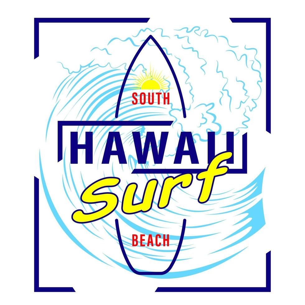 Hawaii Surf logo Print Shirt vector