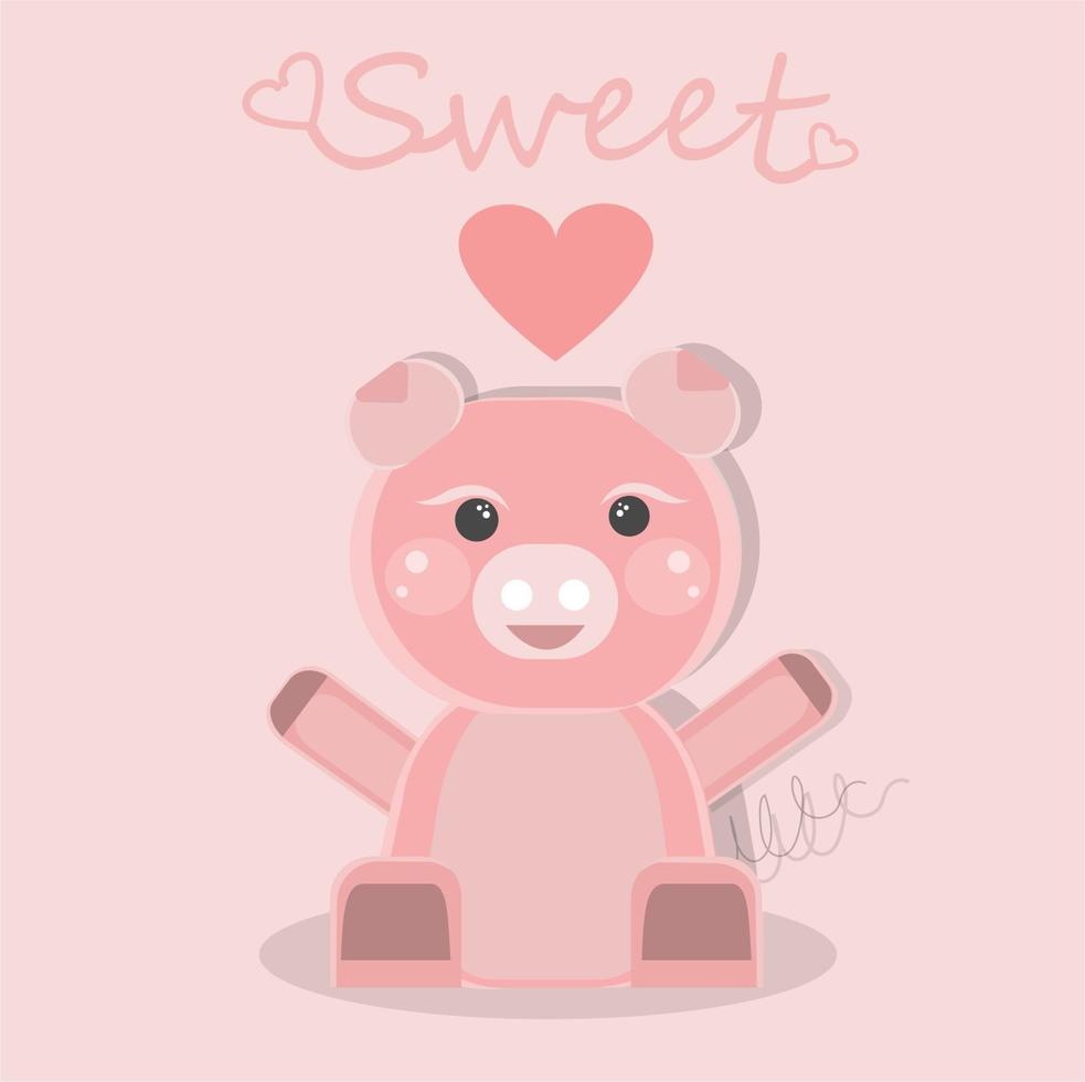 cute pig illustration vector