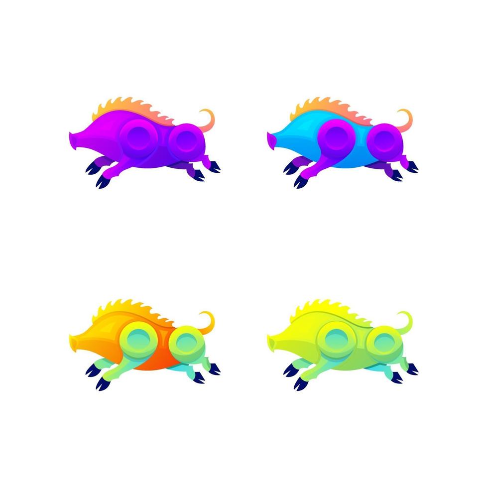 colorful pig logo design vector