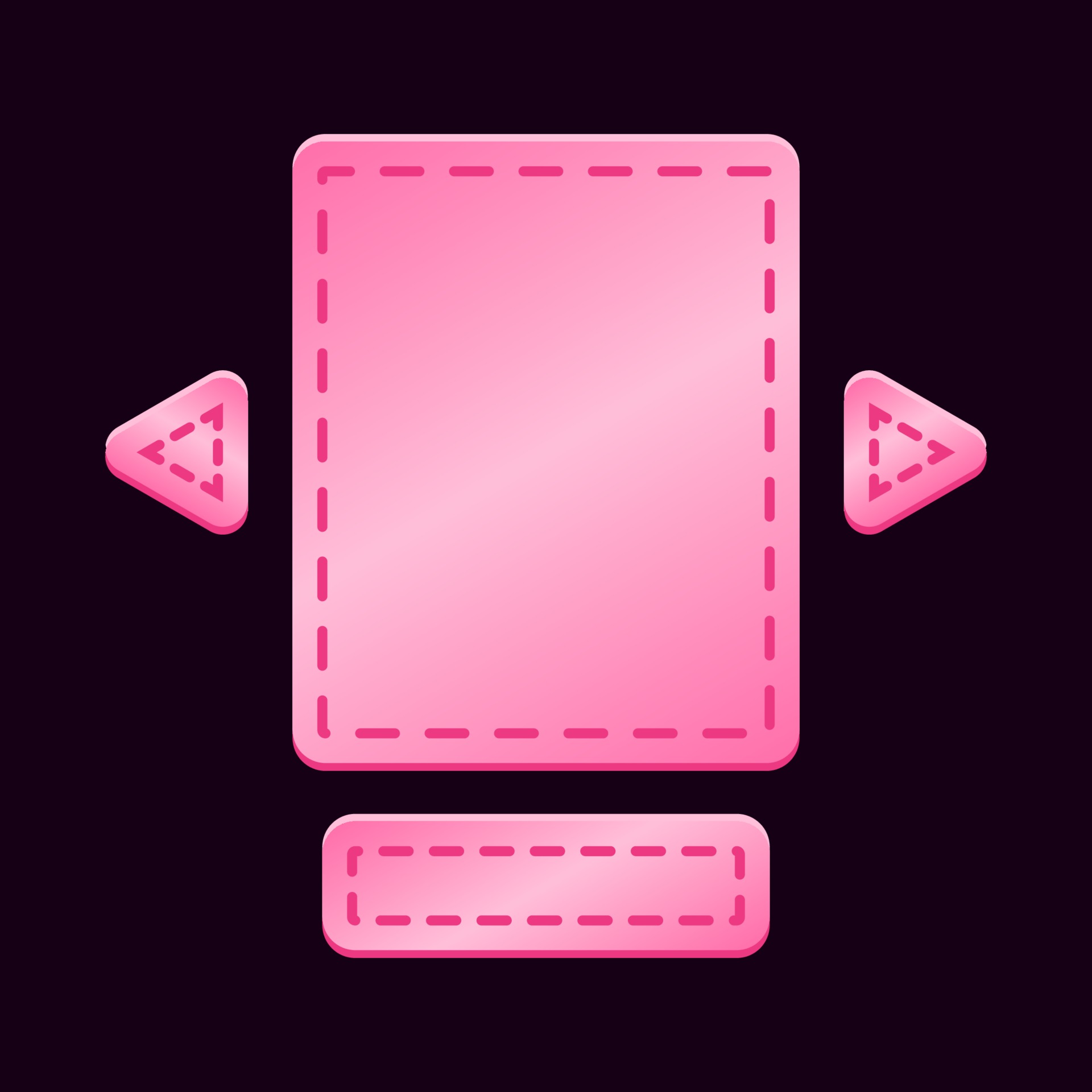 Set of glossy pink game ui board pop up template for gui asset elements