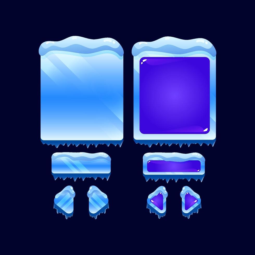 Set of ice winter jelly game ui board pop up template for gui asset elements vector