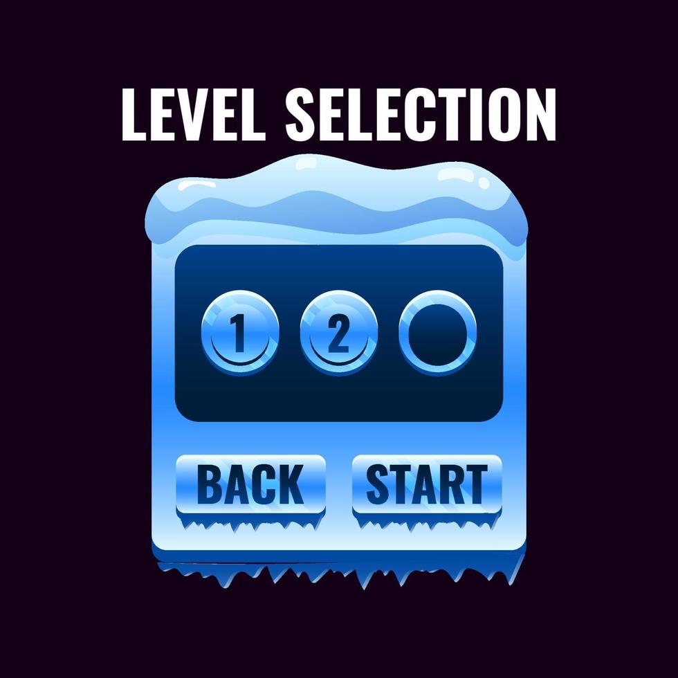 Winter ice game ui level selection interface. vector