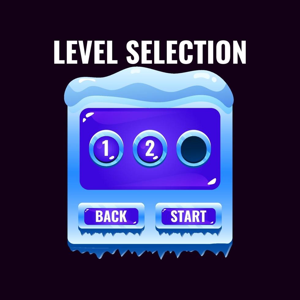 Winter ice jelly game ui level selection interface. vector