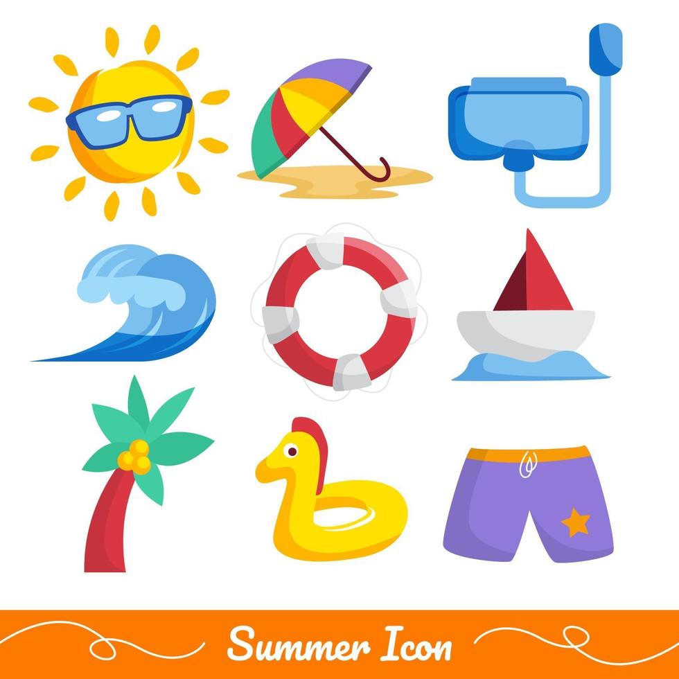 colección de iconos de playa de verano vector