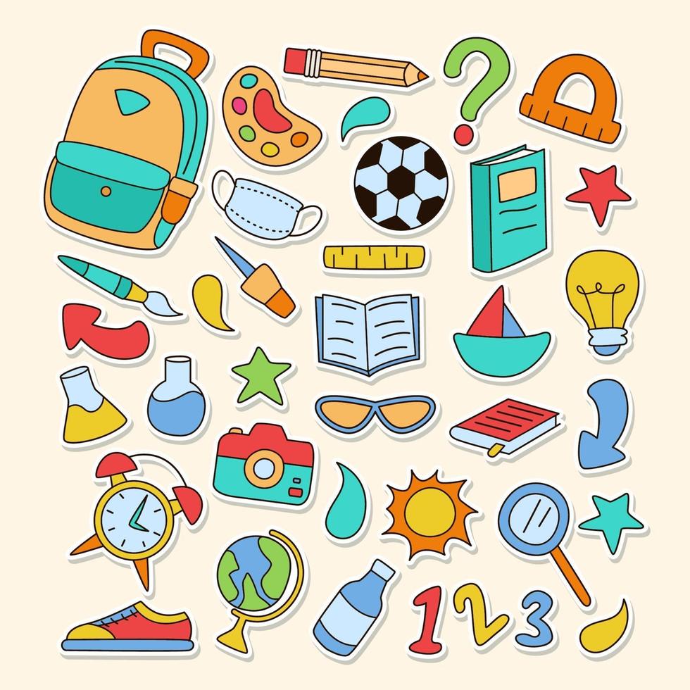 A Varied and Funny Collection of School Stickers vector