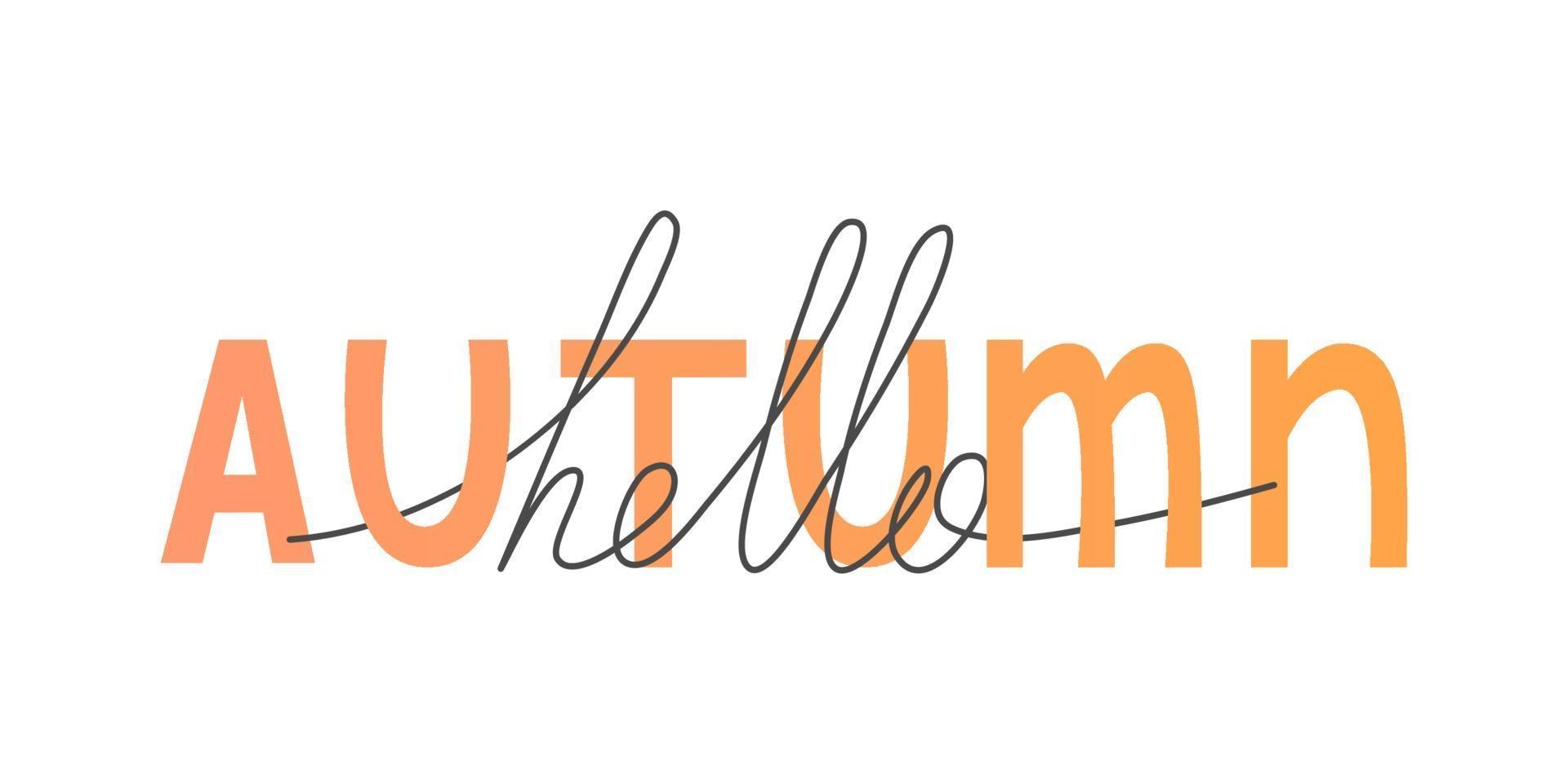 Lettering on white background. Hello autumn. Fall calligraphy banner. vector
