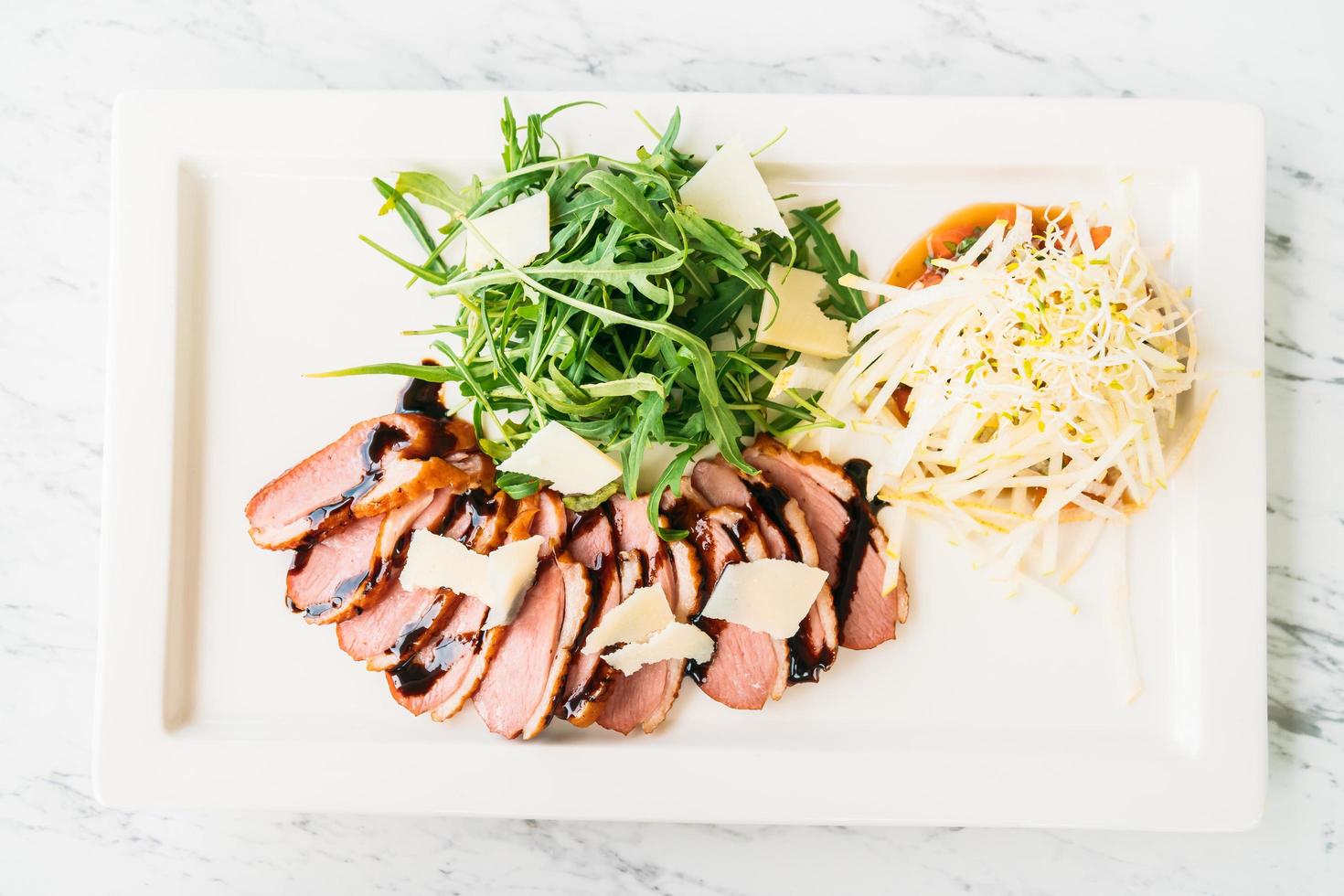 Grilled duck meat and breast salad photo