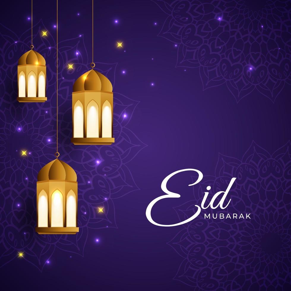 Eid Mubarak Lantern Background vector