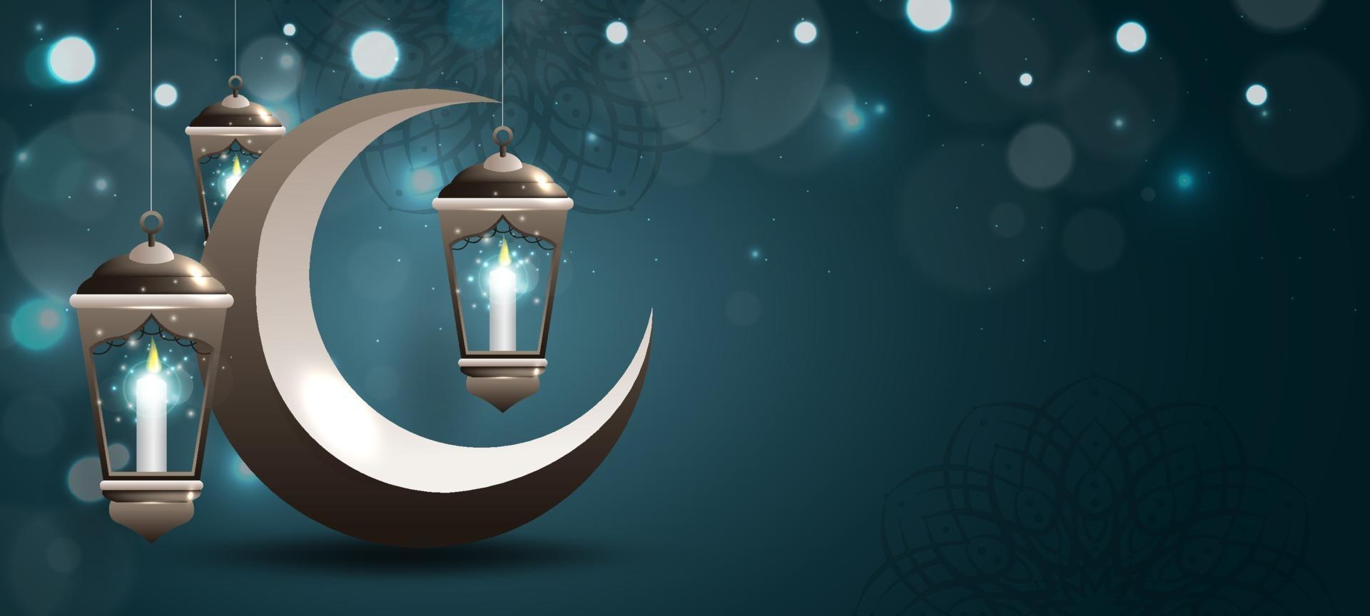 Eid Mubarak Lantern Background vector