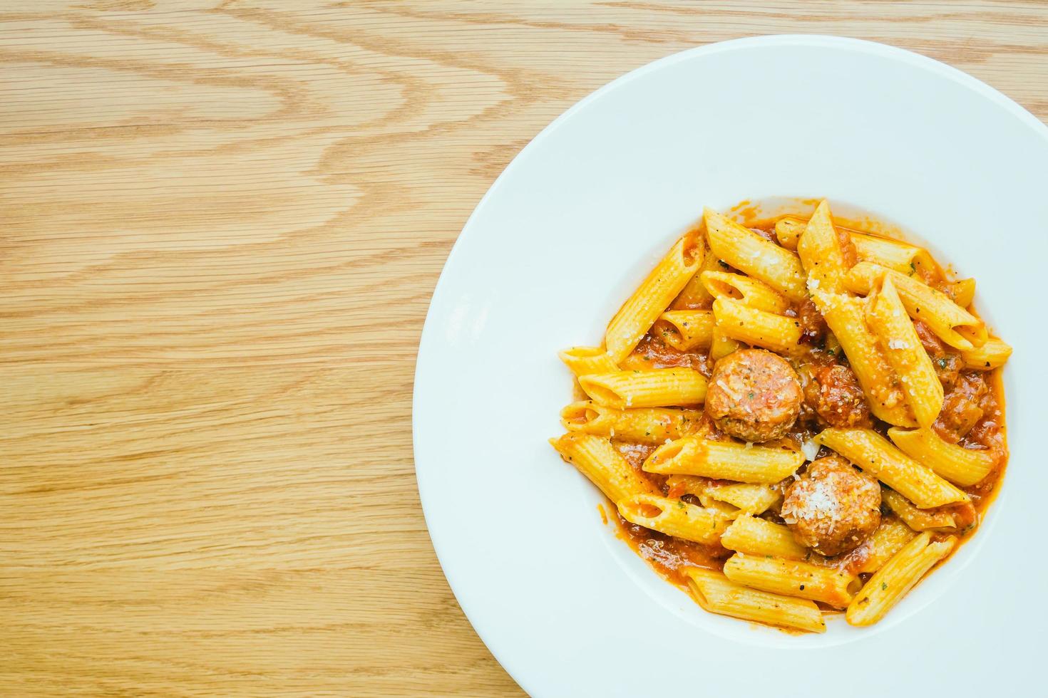 Meatball pasta with sauce photo