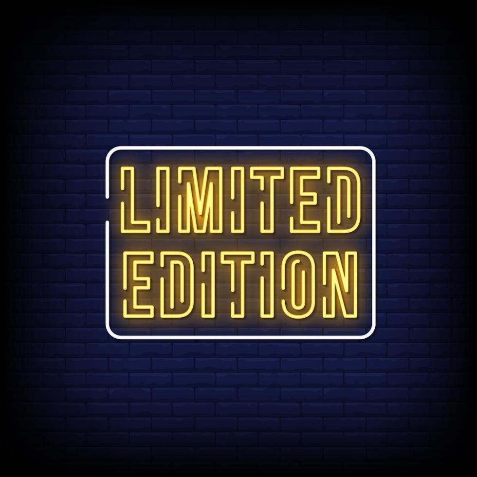 Limited Edition Neon Signs Style Text Vector