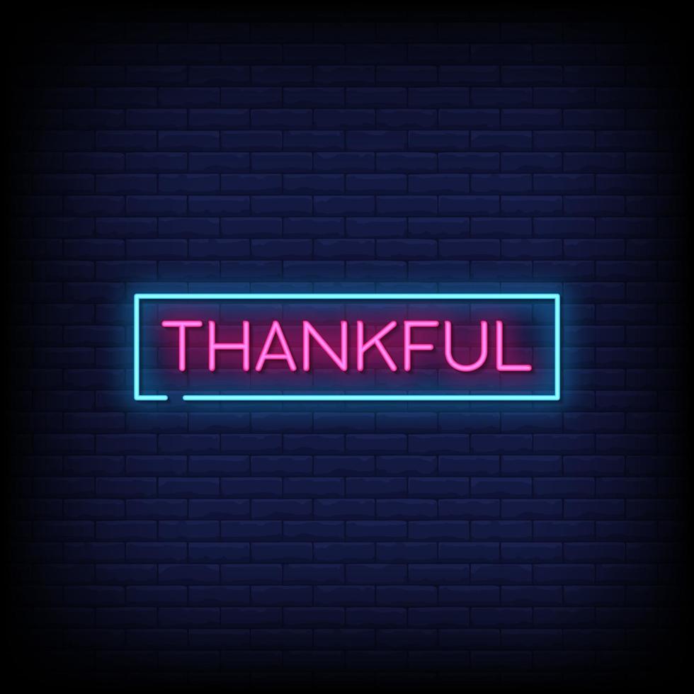 Thankfull Neon Signs Style Text Vector