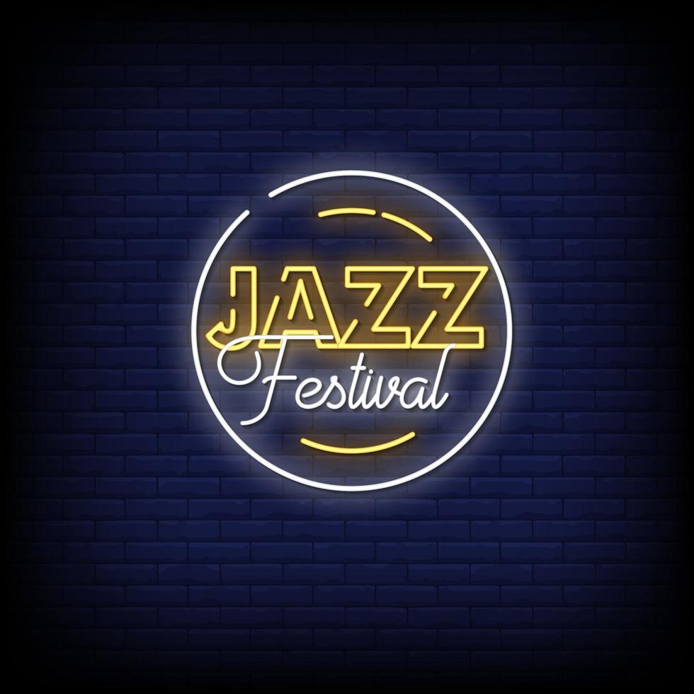 Jazz Festival Neon Signs Style Text Vector