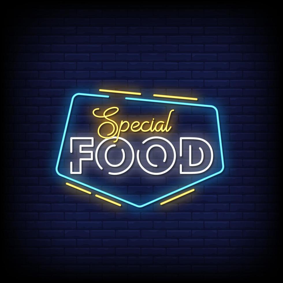 Special Food Neon Signs Style Text Vector