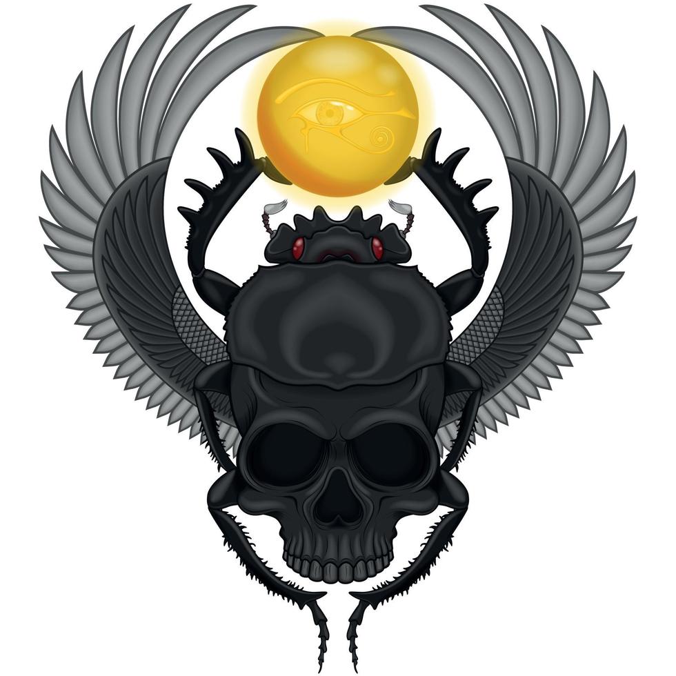 Winged beetle with skull vector