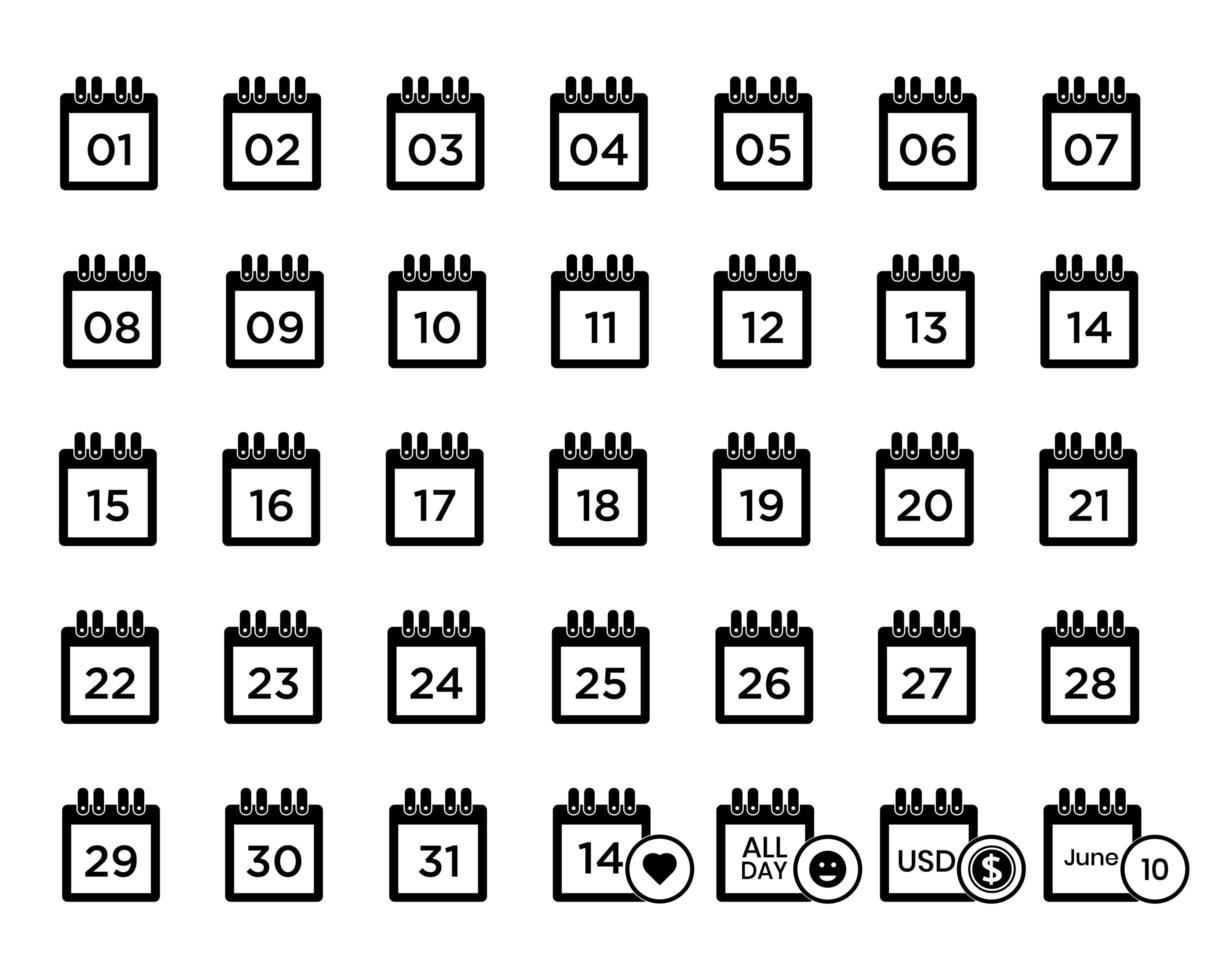 Vector calendar set icons illustration