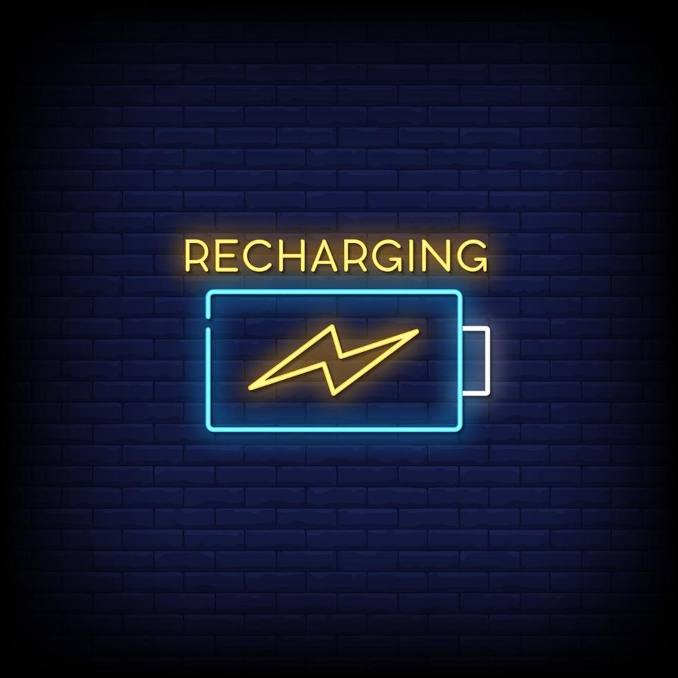 Recharging Neon Signs Style Text Vector