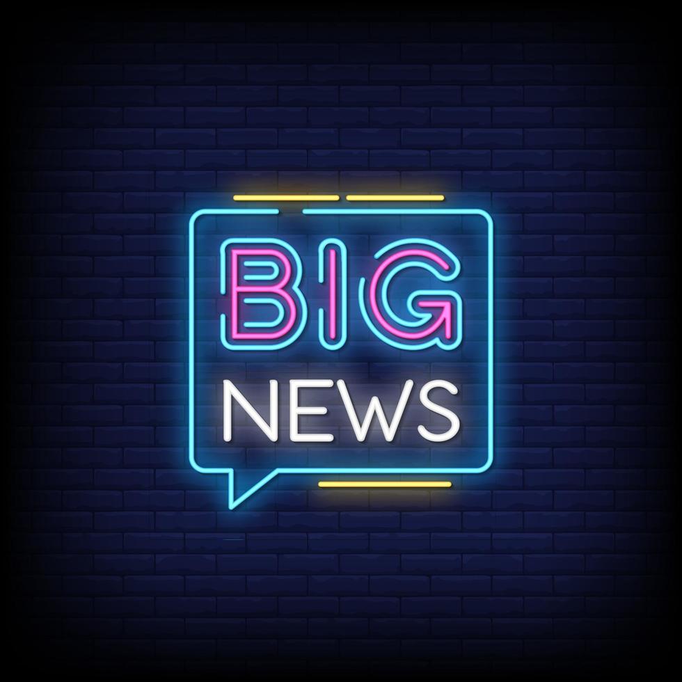 Big News Neon Signs Style Text Vector