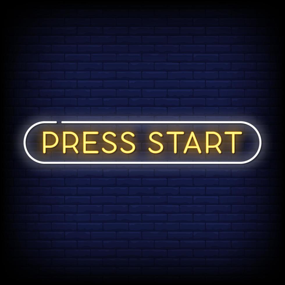 Press Start Neon Signs Style Text Vector