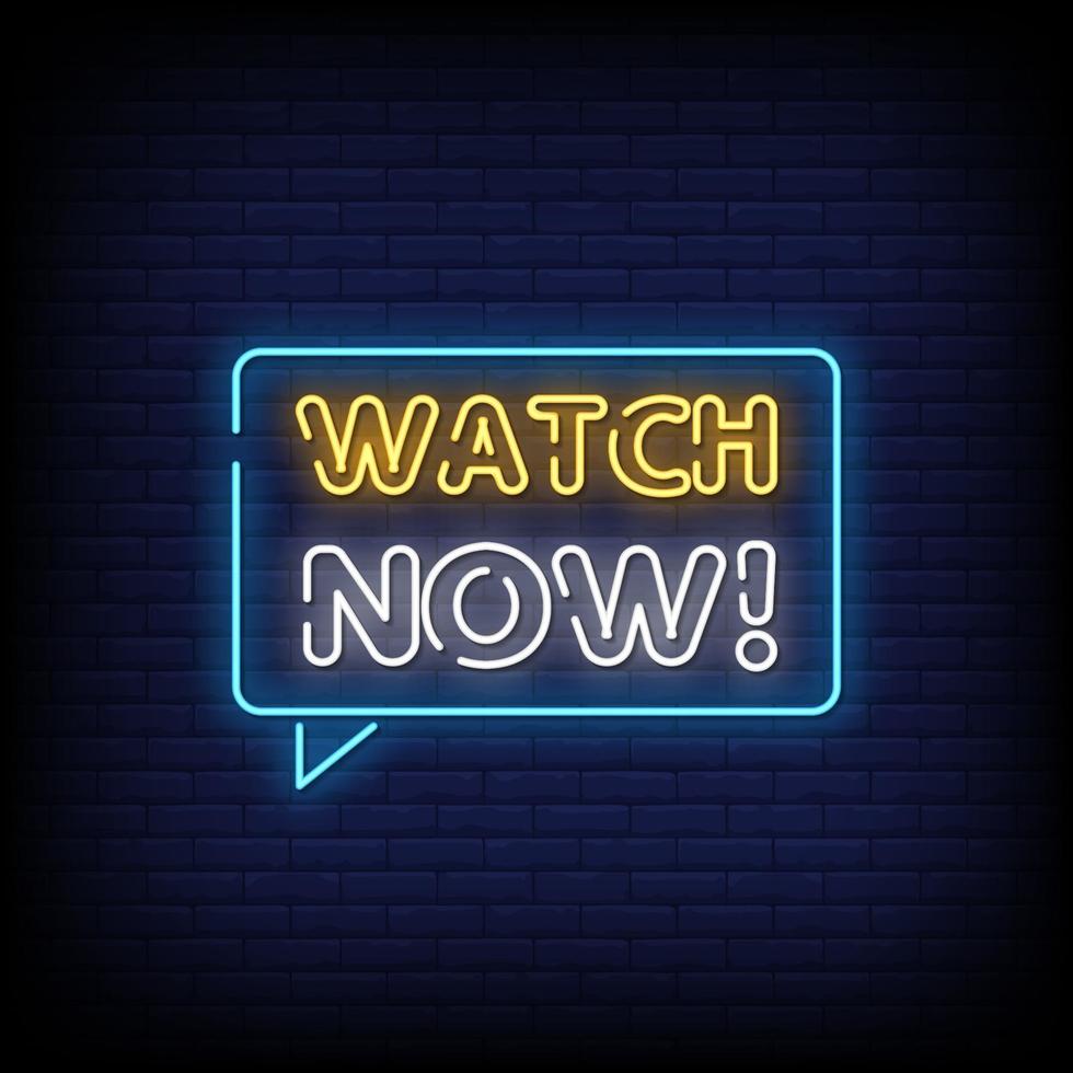 Watch Now Neon Signs Style Text Vector