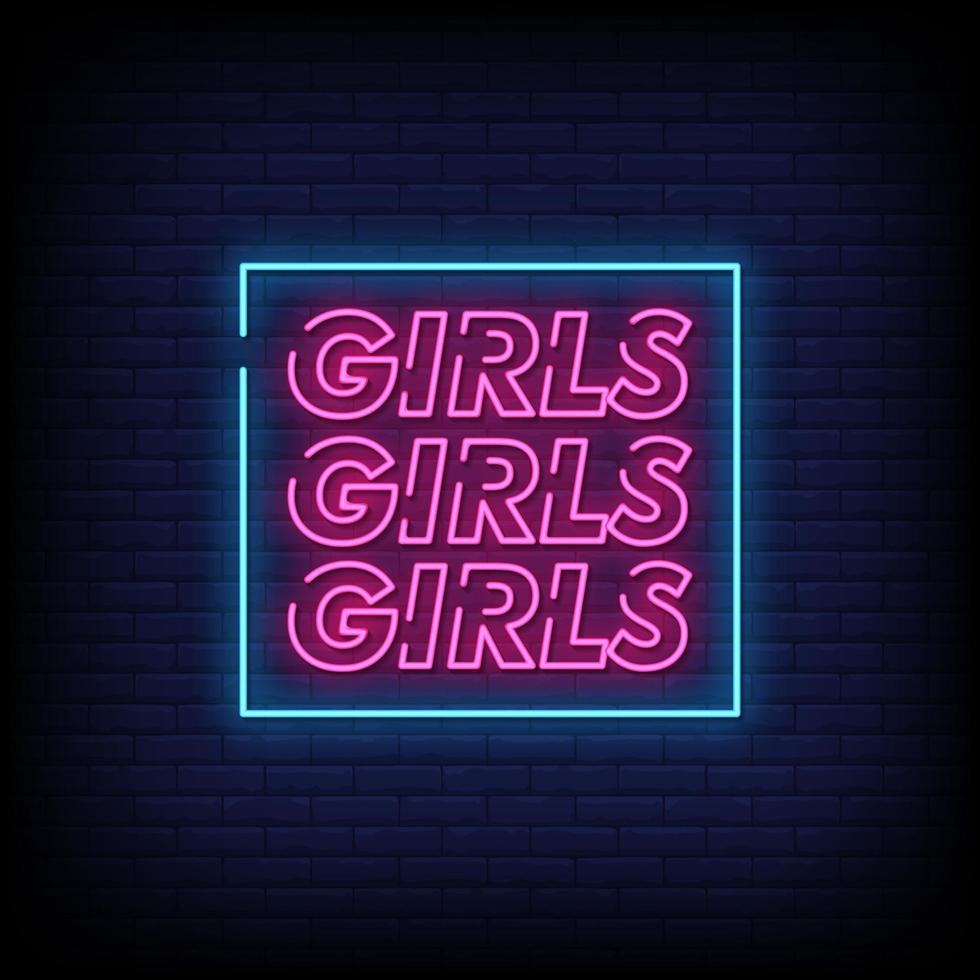 Girls Neon Signs Style Text Vector