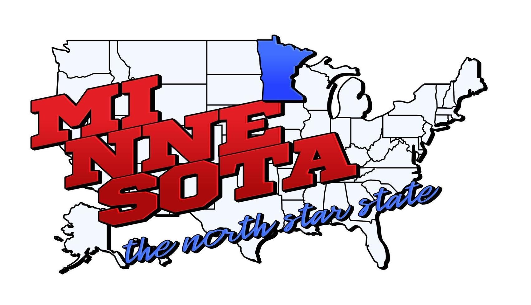 Vector illustration with US Minnesota state on American map with lettering