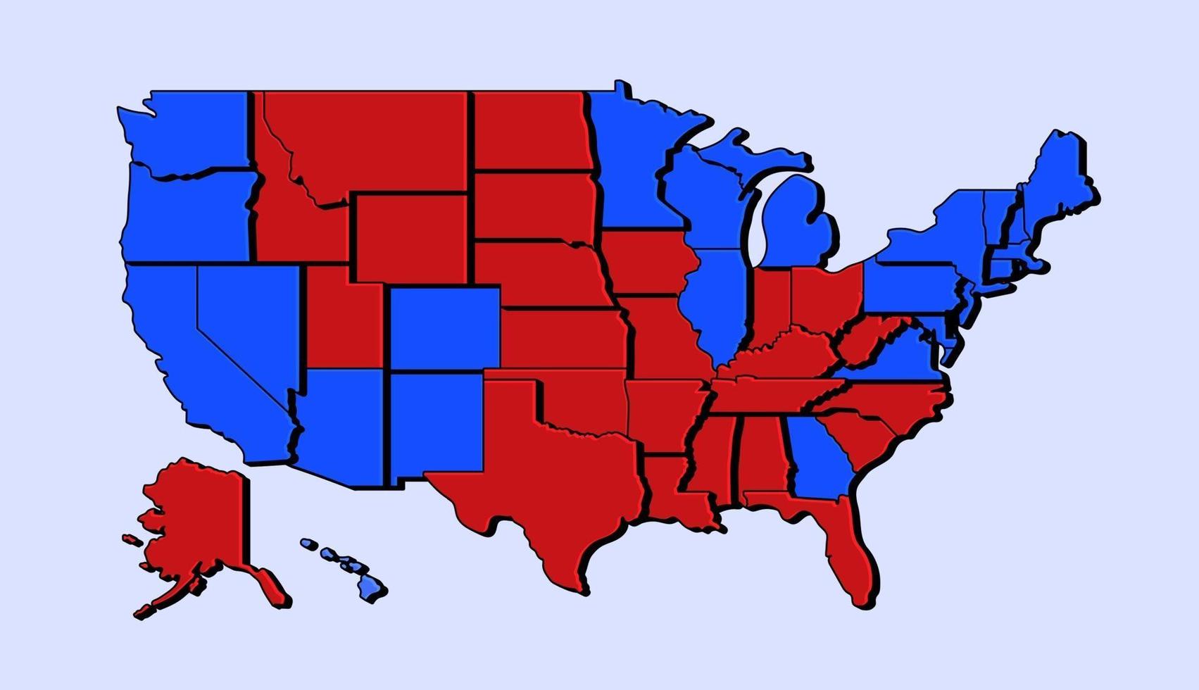 US state political map vector