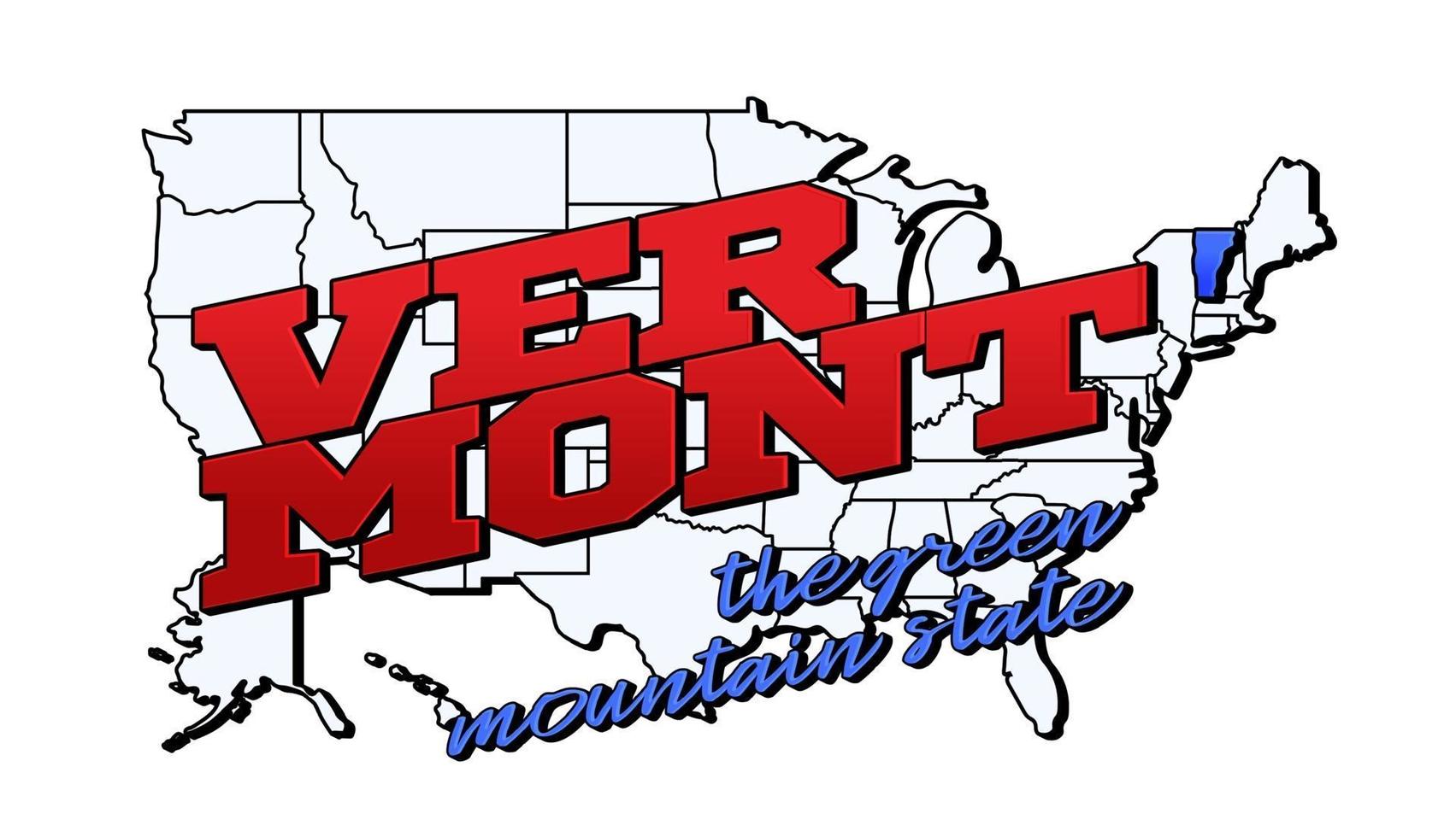 Vector illustration with US Vermont state on American map with lettering