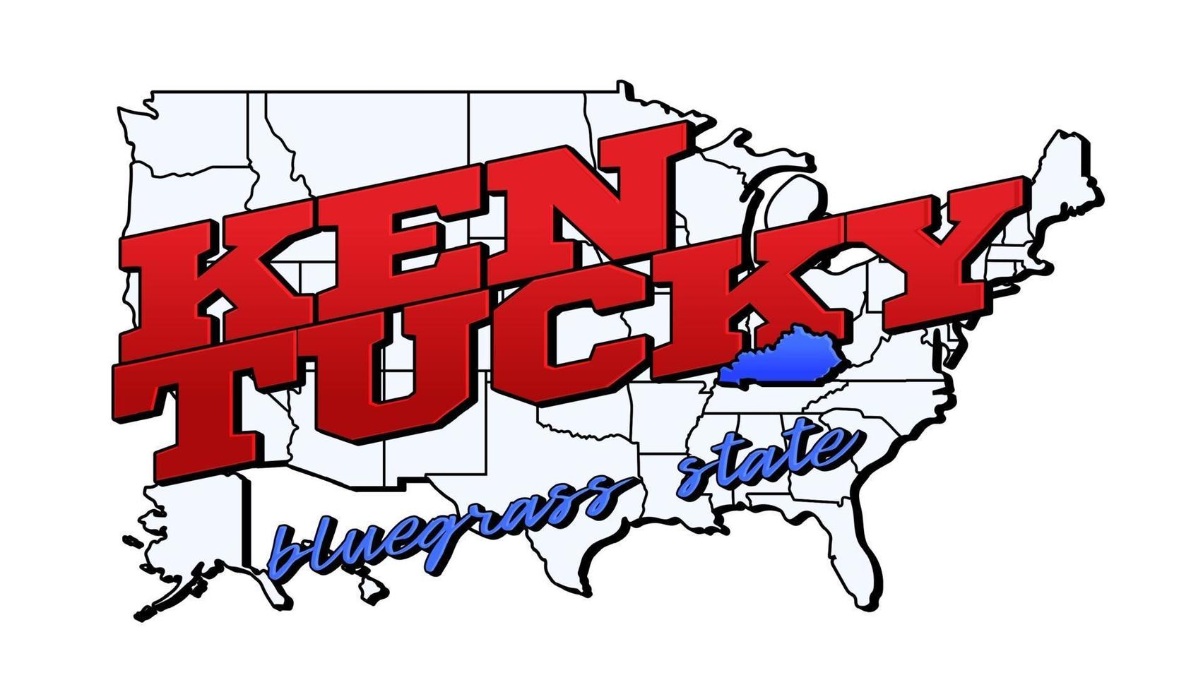 Vector illustration with US Kentucky state on American map with lettering