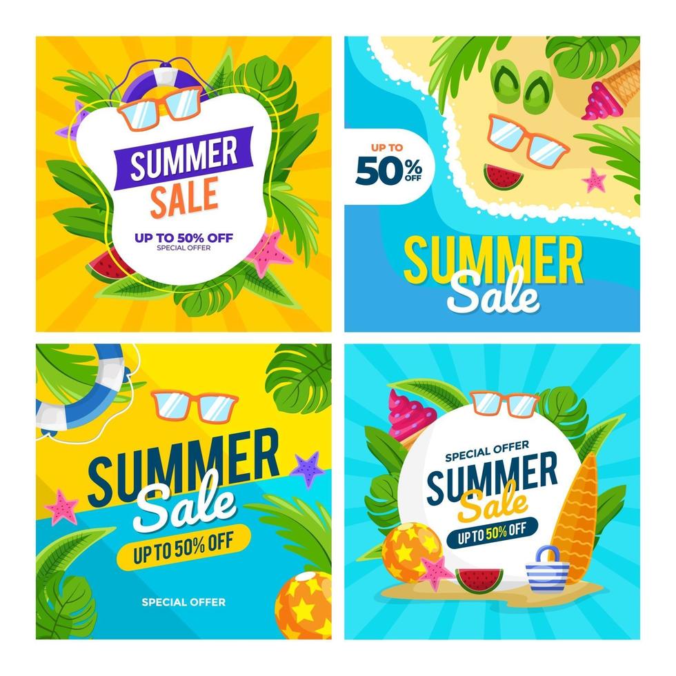 Summer Marketing Social Media Post vector